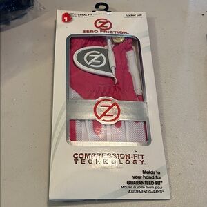 Zero Friction Pink and White Ladies Left Compression-Fit Glove